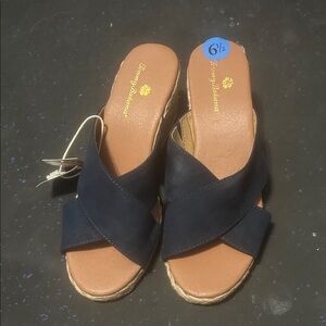 Tommy Bahama Navy Wedge Sandals